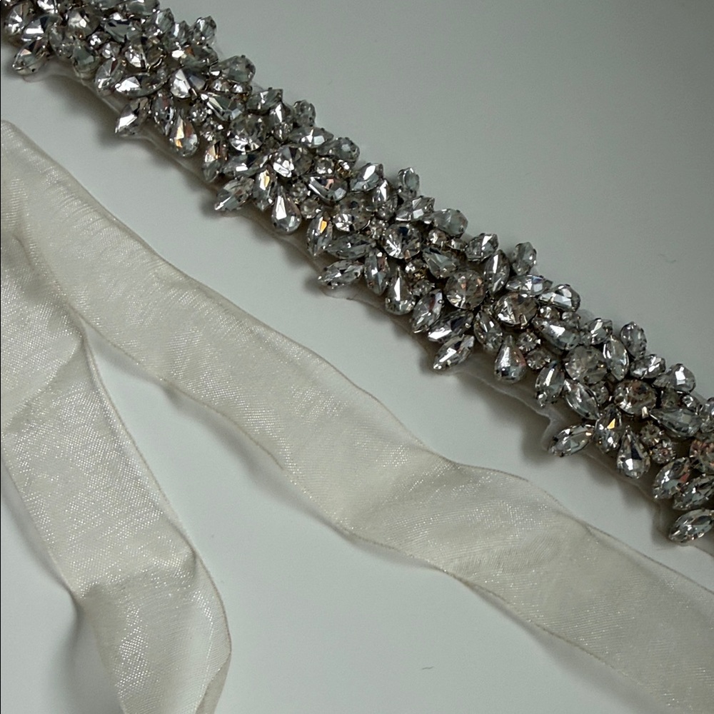 Elegant Beaded Sash or Belt with Chiffon ties - Picture 4 of 5